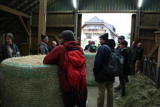 Besuch beim Bauernhof in der Scheune