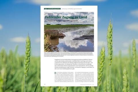Das Bild zeigt die erste Seite des Beitrags mit dem Titel „Fehlender Zugang zu Land – Ein Problem für die Agrar- und Ernährungswende?“ in der Zeitschrift „Geographische Rundschau“.